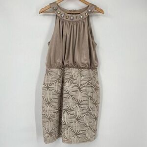 Jessica Howard dress champagne beige sleeveless evening Size 16